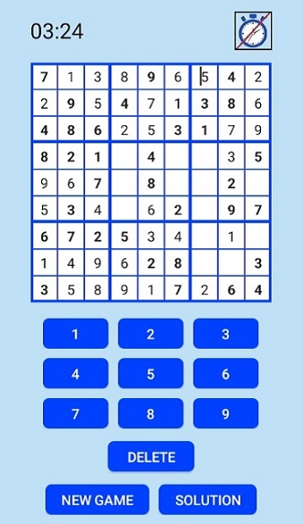 Android Sudoku App Grid 1