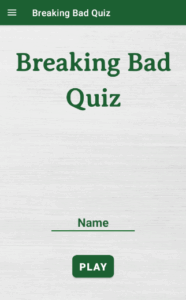 Start screen of the Breaking Bad Quiz for Android