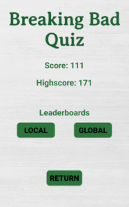 Screen of the result page of the app