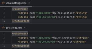 Comparison between English and German strings in Android Studio