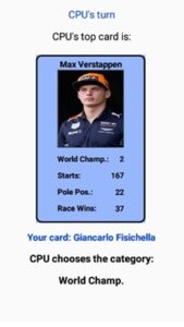 Max Verstappen card in the game