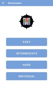 Starting screen of the Minesweeper App