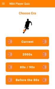 Start screen of the NBA Player Quiz