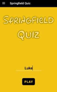 Start screen of the Simpsons Quiz