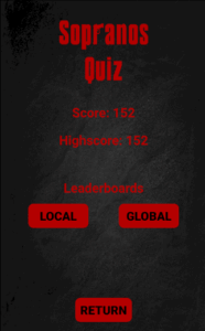 The result page of the Quiz