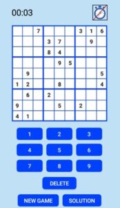 Typical screen for the Sudoku for Pros app