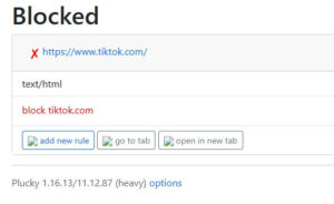 A website that is blocked with Pluckeye