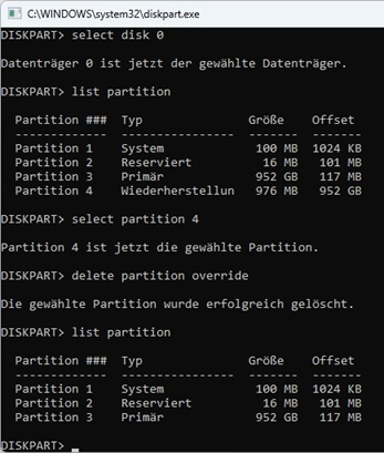 The recovery partition was deleted